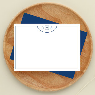 Minimalistisk tremonogram ett Gräns Blå flotta Anteckningskort