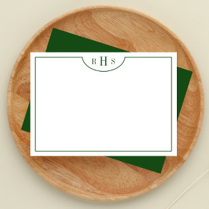 Minimalistisk tremonogram ett Gräns   GRÖNT Anteckningskort