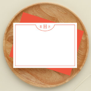 Minimalistisk tremonogram ett Gräns   ORANGE Anteckningskort