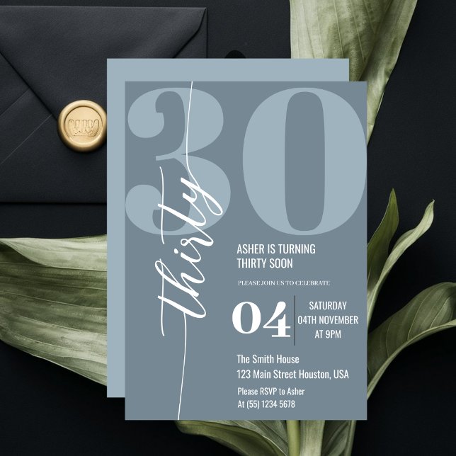 Minimalistisk trettio 30års födelsedag Party Inbjudningar (Skapare uppladdad)