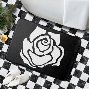 Minimalistisk Tribal Ros Svart Abstrakt Vit Blommi Badrumsmatta