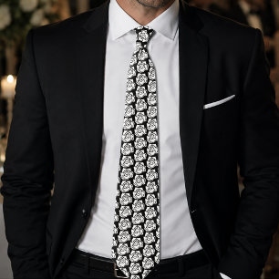Minimalistisk Tribal Ros Svart Abstrakt Vit Blommi Slips