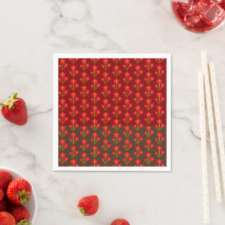 Minimalistisk triodesign med röda blommor pappersservett