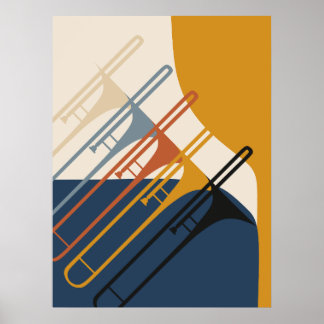 Minimalistisk trombonharmoni | Mid-Century Modern Poster