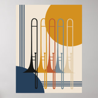 Minimalistisk trombonkvartett | Mid-Century Modern Poster