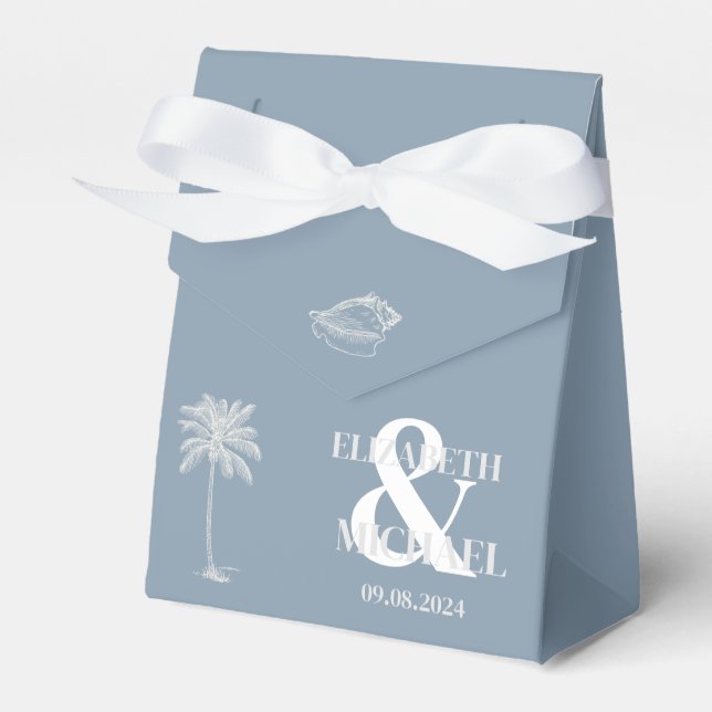 Minimalistisk Tropisk Bröllop Dammtorblue Presentaskar (Framsidan Sidan)
