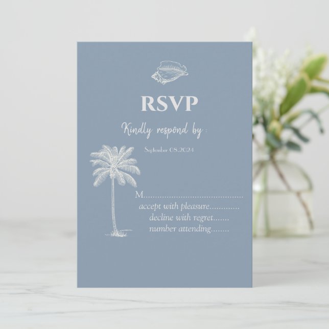 Minimalistisk Tropisk Bröllop Dammtorblue RSVP Inbjudningar (Stående Fram)