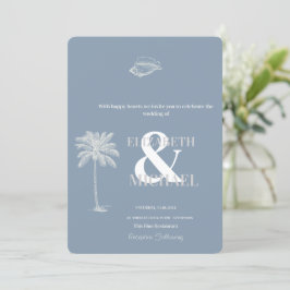 Minimalistisk Tropisk Bröllop Dusty Blue Inbjudningar