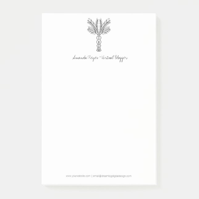 Minimalistisk Tropisk Palmtree Doodle Post-it Block (Framsida)