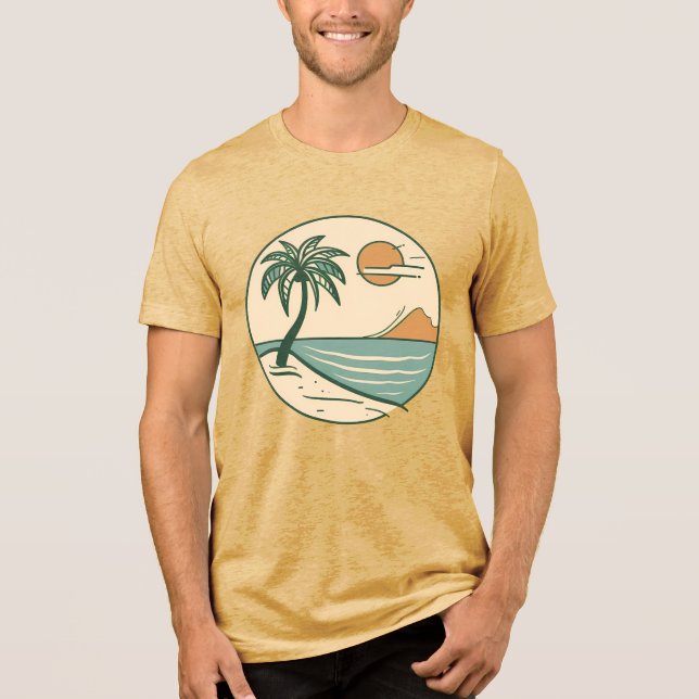 Minimalistisk tropisk strandscen Grafisk T-shirt (Framsida)
