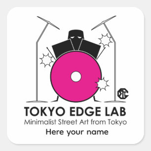 Minimalistisk trumset - Tokyo Edge Lab Fyrkantigt Klistermärke