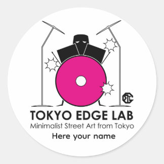 Minimalistisk trumset - Tokyo Edge Lab Runt Klistermärke