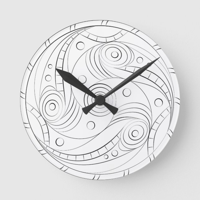 Minimalistisk Trypillisk Spiralrosett rund Klocka (Framsida)