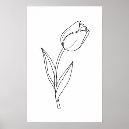 Minimalistisk tulp linje ritning poster