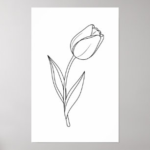 Minimalistisk tulp linje ritning poster