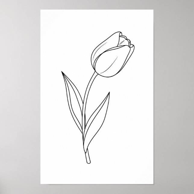 Minimalistisk tulp linje ritning poster (Framsidan)