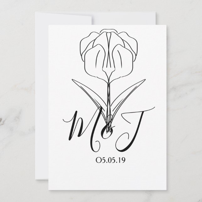 Minimalistisk Tulpan Blommig Botanik Bröllop Inbjudningar (Baksida)