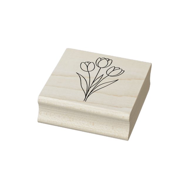 Minimalistisk Tulpan Vårblomma Linjekonst Stämpel (Stämpel)