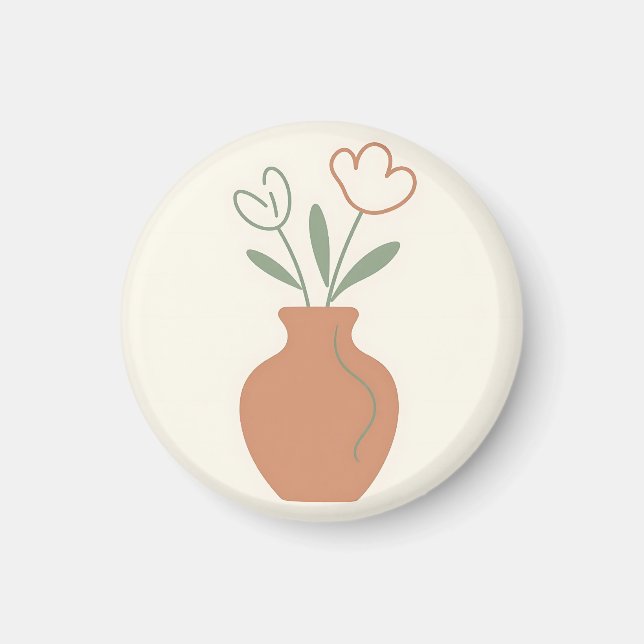 Minimalistisk Tulpan Vas Linje Konst Magnet (Framsidan)