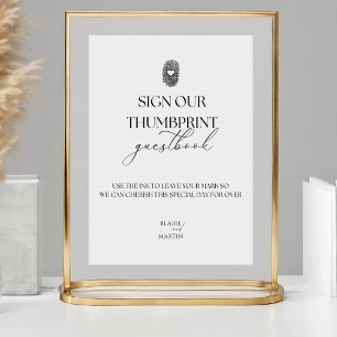 Minimalistisk tumavtryckssignatur för Bröllop Gues Poster