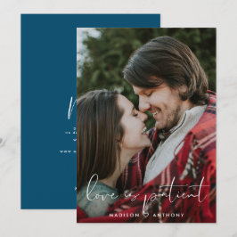 Minimalistisk turkos bröllopsförseningsfoto meddelande