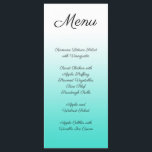 Minimalistisk turkos-gradient meny<br><div class="desc">Skapa din egen minimalistiska design vit till ljusa turkos-ombre-bröllop-meny. Anpassa texten efter behov. Ändra teckensnittet stil,  storlek eller färg.</div>