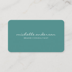 Minimalistisk turkos med kursiv text visitkort