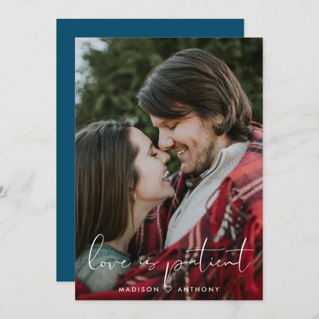 Minimalistisk turkos vigsel-utfyllnad foto meddelande (Fram/baksida)