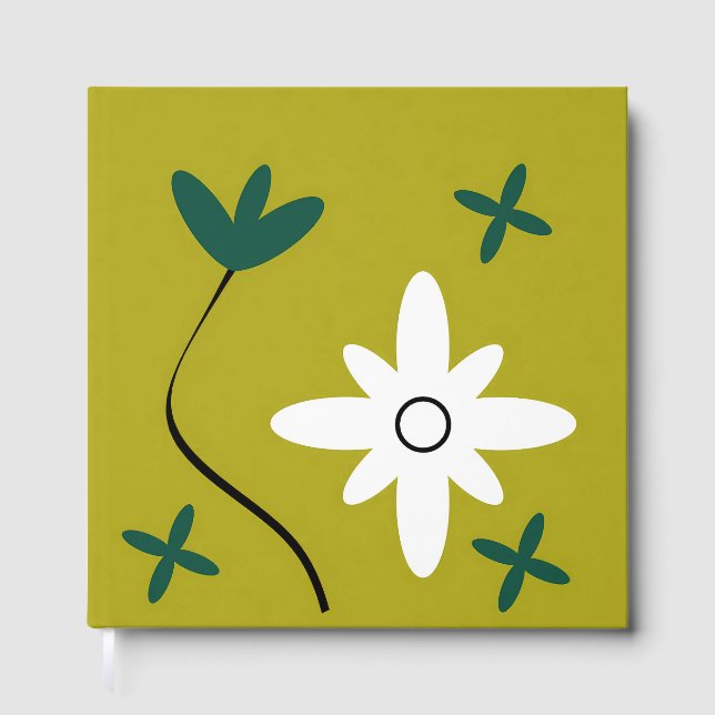 Minimalistisk tusenskönsblomma Abstrakt Botanisk K Gästböcker (Framsida)