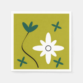 Minimalistisk tusenskönsblomma Abstrakt Botanisk K Pappersservett