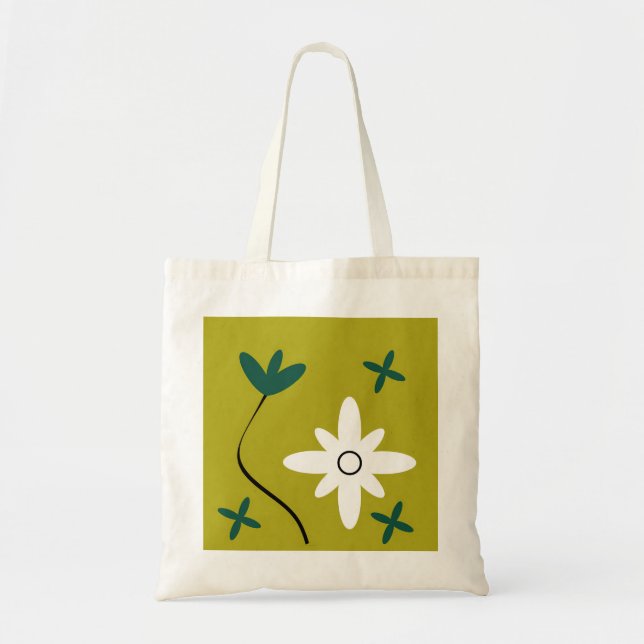 Minimalistisk tusenskönsblomma Abstrakt Botanisk K Tygkasse (Framsidan)