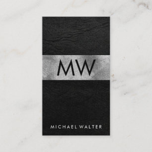 Minimalistisk två Brev-monogram Faux-läder Luxe Visitkort