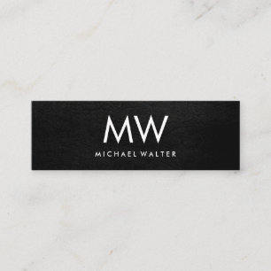 Minimalistisk två Brev-monogram Faux-läder Mini Visitkort