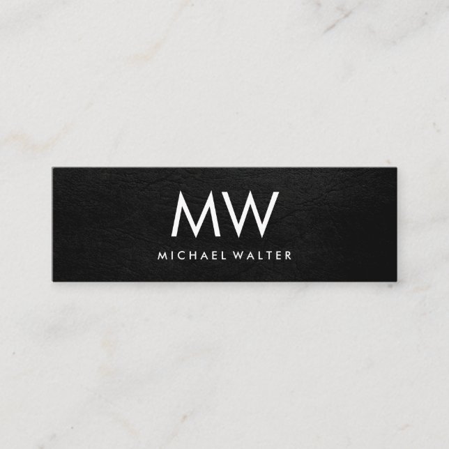 Minimalistisk två Brev-monogram Faux-läder Mini Visitkort (Framsida)