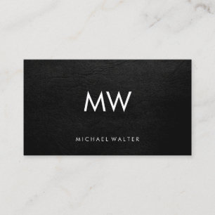 Minimalistisk två Brev-monogram Faux-läder Visitkort