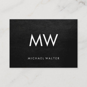 Minimalistisk två Brev-monogram Faux-läder Visitkort