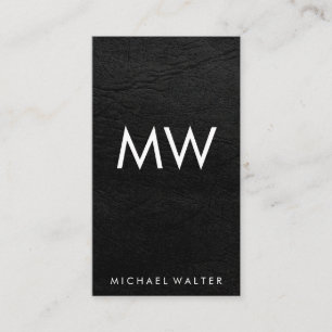 Minimalistisk två Brev-monogram Faux-läder Visitkort