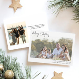 Minimalistisk två fotosvarta vita God jul Inbjudningar