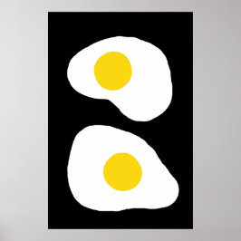 Minimalistisk två stekta ägg köks konst poster