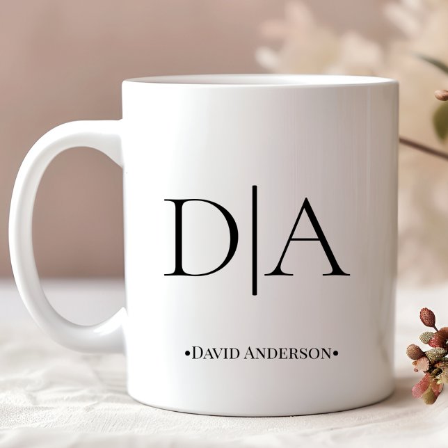Minimalistisk tvåbokstavsmonogram Initial och namn Kaffemugg (Skapare uppladdad)