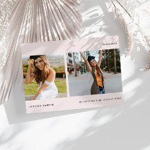 Minimalistisk tvåfotos examensannonsering