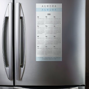 Minimalistisk tvåtonsblå magnetkalender