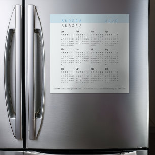 Minimalistisk tvåtonsblå magnetkalender