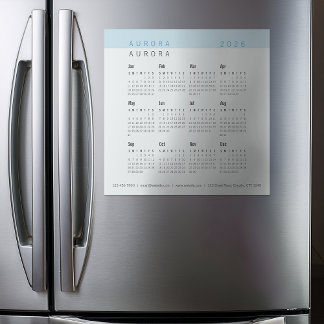 Minimalistisk tvåtonsblå magnetkalender