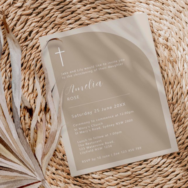Minimalistisk typgrafi av kor kräm-baptism inbjudningar (Skapare uppladdad)
