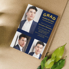 Minimalistisk typografi 3 Photo Studenten Inbjudningar