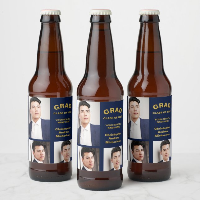 Minimalistisk typografi 3 Photo Studenten Ölflaska Etikett (Flaskor)