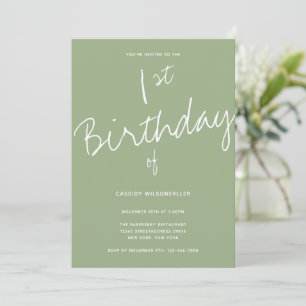 Minimalistisk typografi Baby första födelsedag Inbjudningar