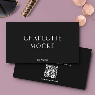 Minimalistisk typografi Boutique Black QR-kod Visitkort