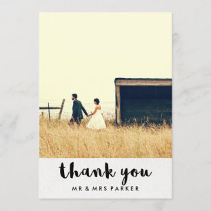 Minimalistisk typografi Bröllop Photo Tack Kort